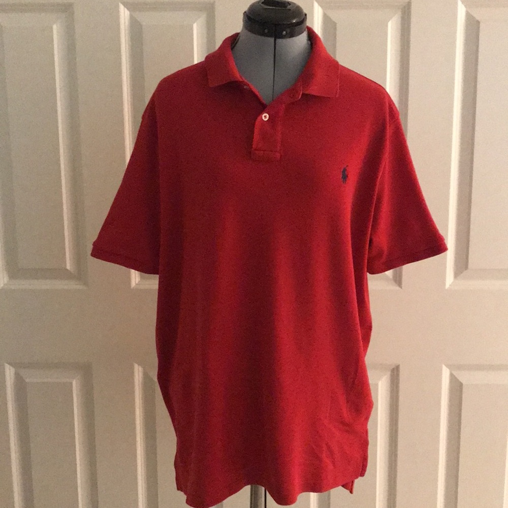 Polo Ralph Lauren Red Collared Soft  Cotton Short Sleeve Shirt XL